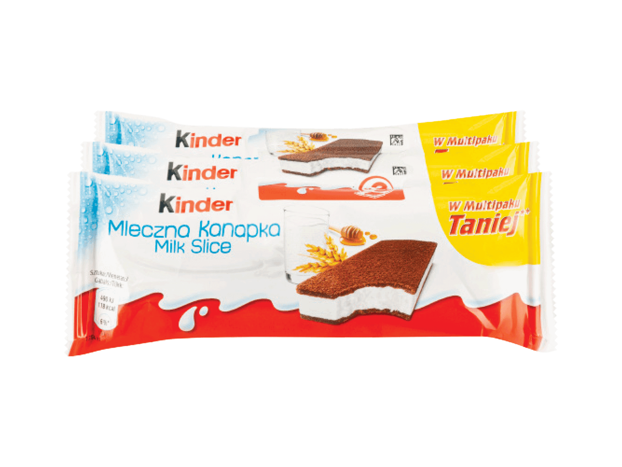 Kinder Milk Slice, 3 pakuotės, su medumi ir pienu.