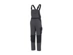 Grey and black work dungarees with multiple pockets and adjustable straps.