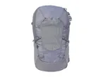 Light grey hiking backpack with mesh pockets and adjustable straps.