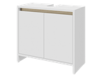 Armário de lavatório LIVARNO branco com detalhe em madeira e duas portas.