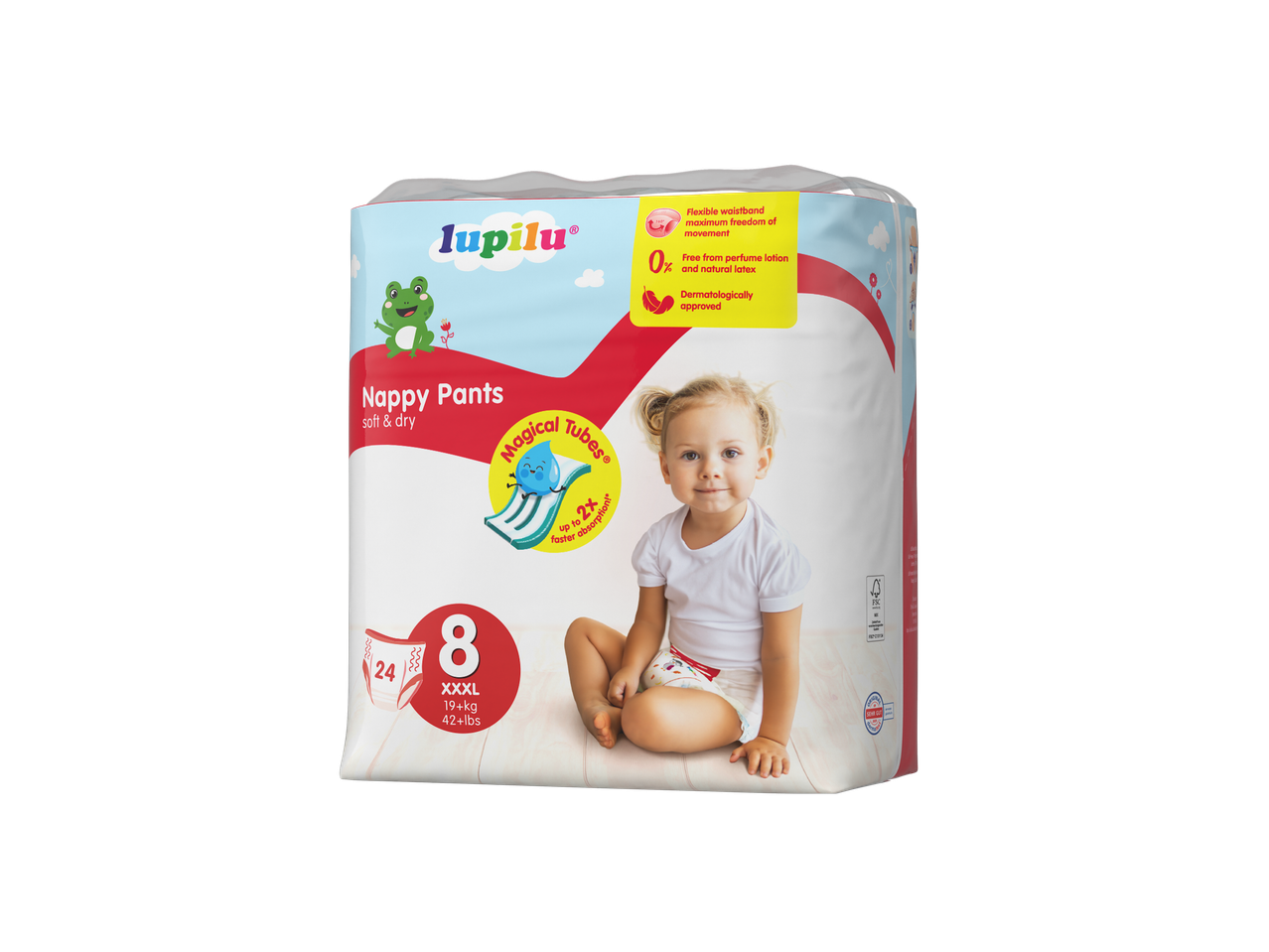 Lupilu Nappy Pants, size XXXL, with a flexible waistband and fast absorption.