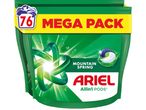 Опаковка Ariel Allin1 PODS Mountain Spring Mega Pack със 76 капсули.
