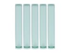 Four translucent light-green glass tubes.