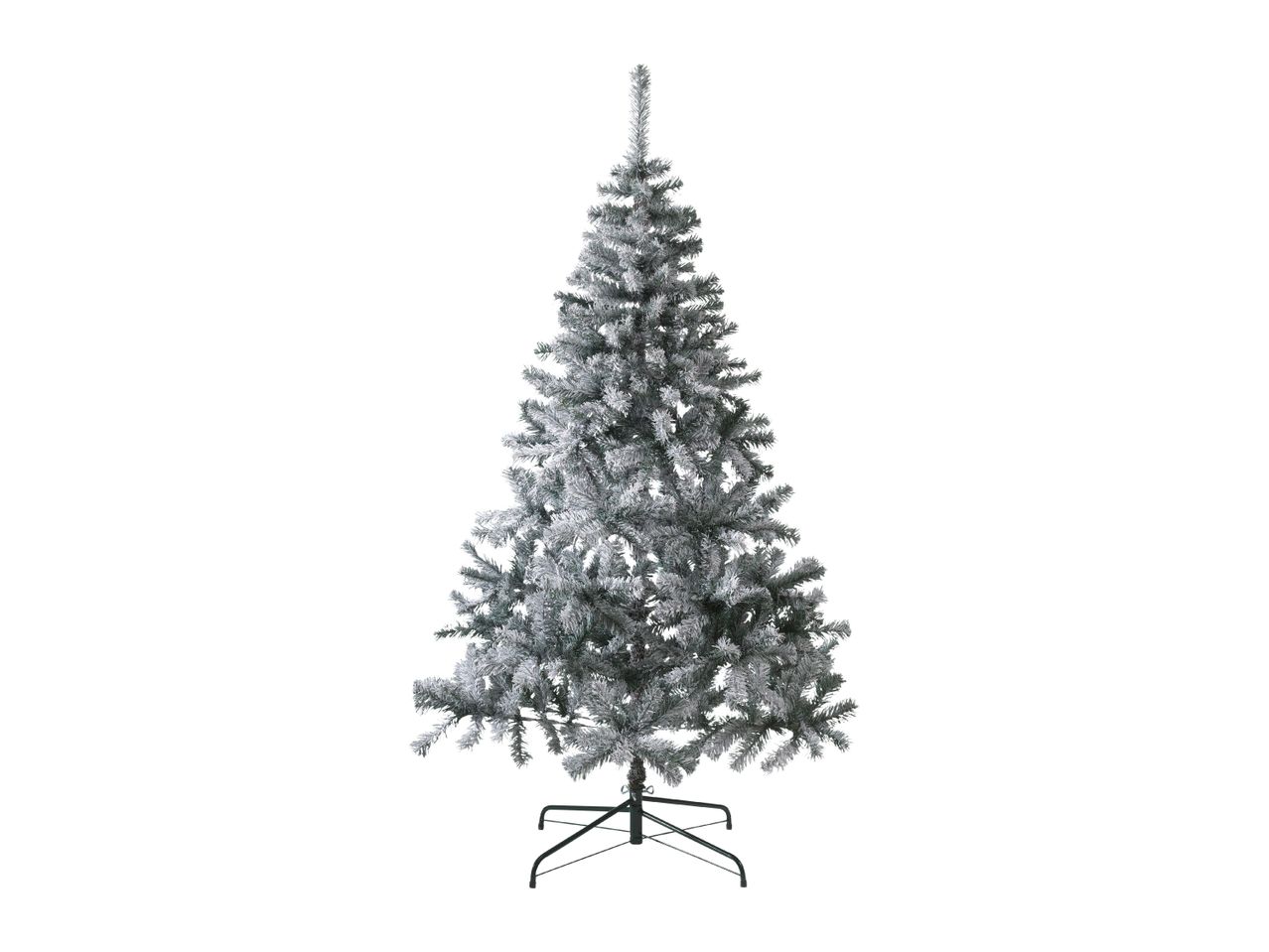 Flocked artificial Christmas tree with a metal stand