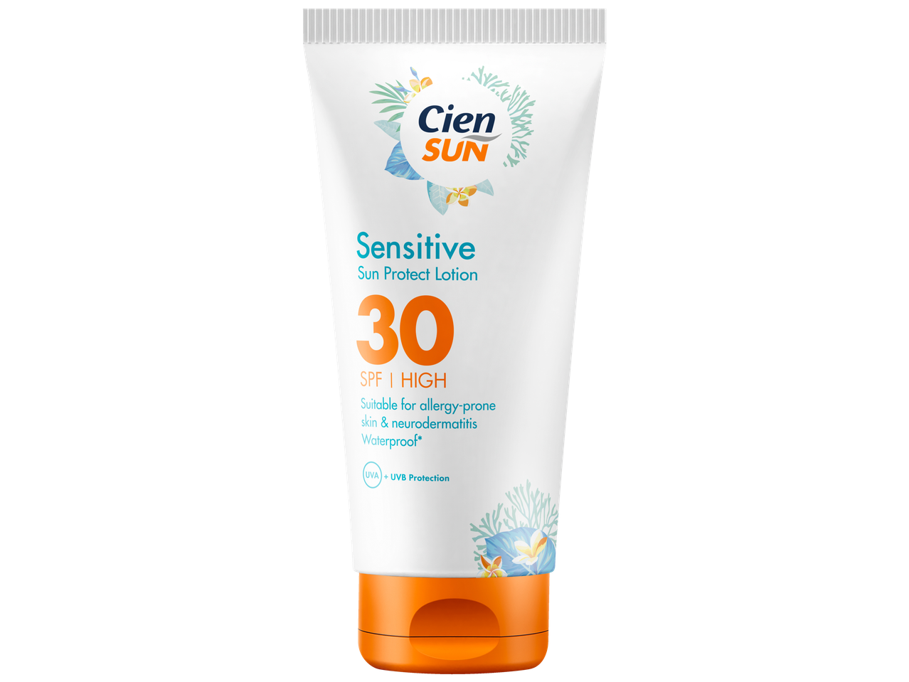 Cien SUN Sensitive SPF 30 sun lotion, waterproof.