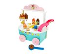 Wooden ice cream cart toy with various ice cream and popsicle accessories.