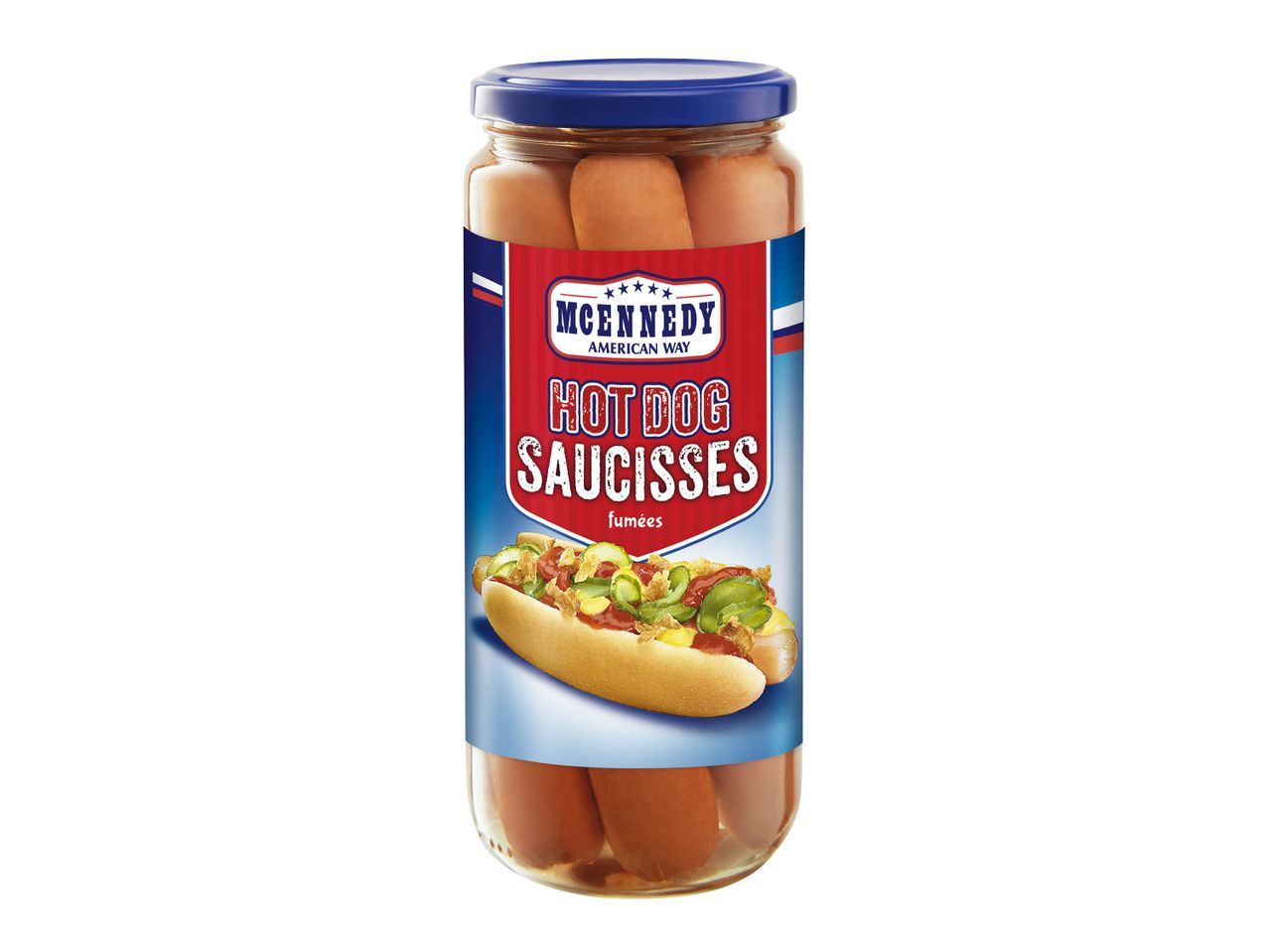Saucisses McEnnedy en bocal, style américain.