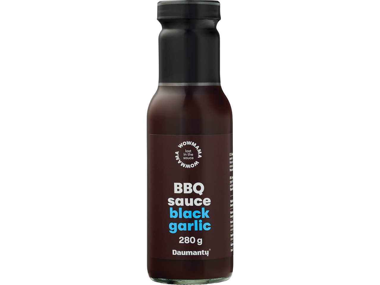 Wowmama BBQ padažas su juoduoju česnaku, 280 g.