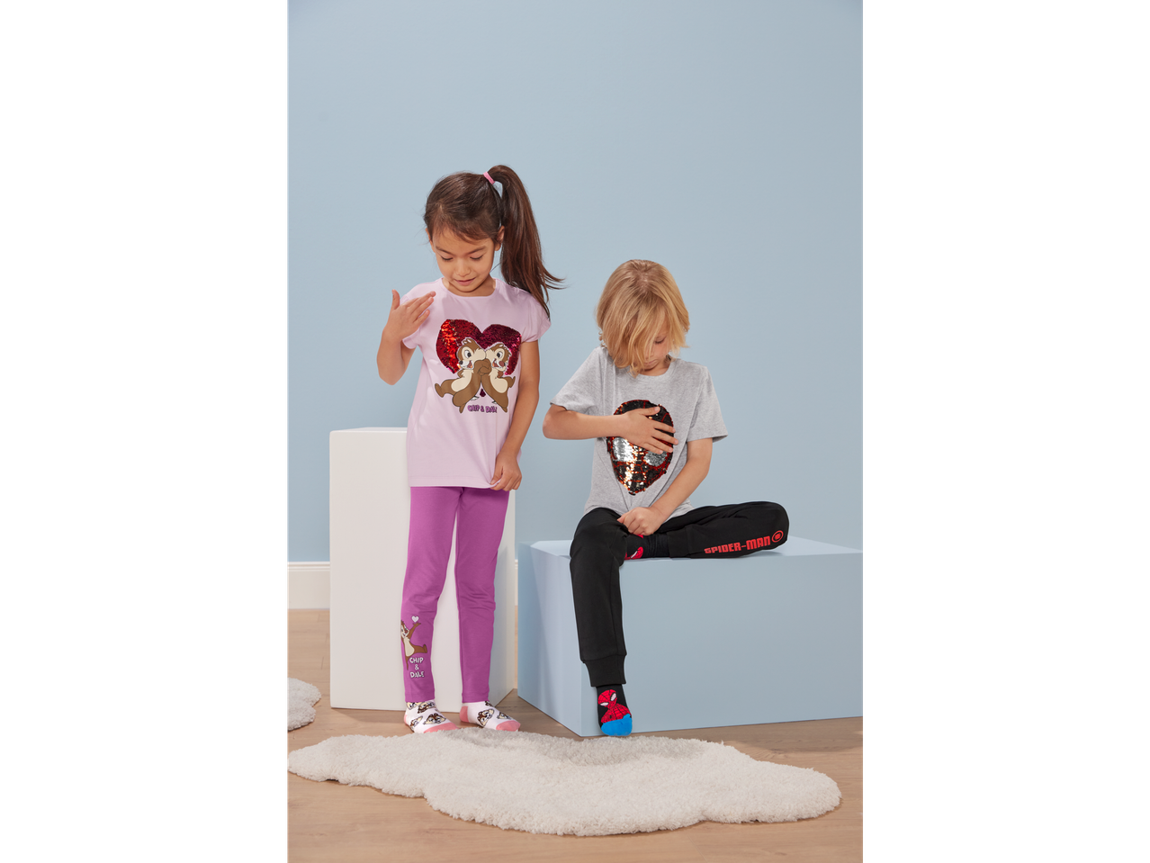 Kids' Chip & Dale and Spider-Man clothing.