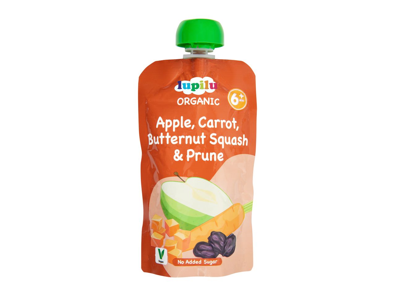 Lupilu organic fruit pouch: apple, carrot, butternut squash & prune.