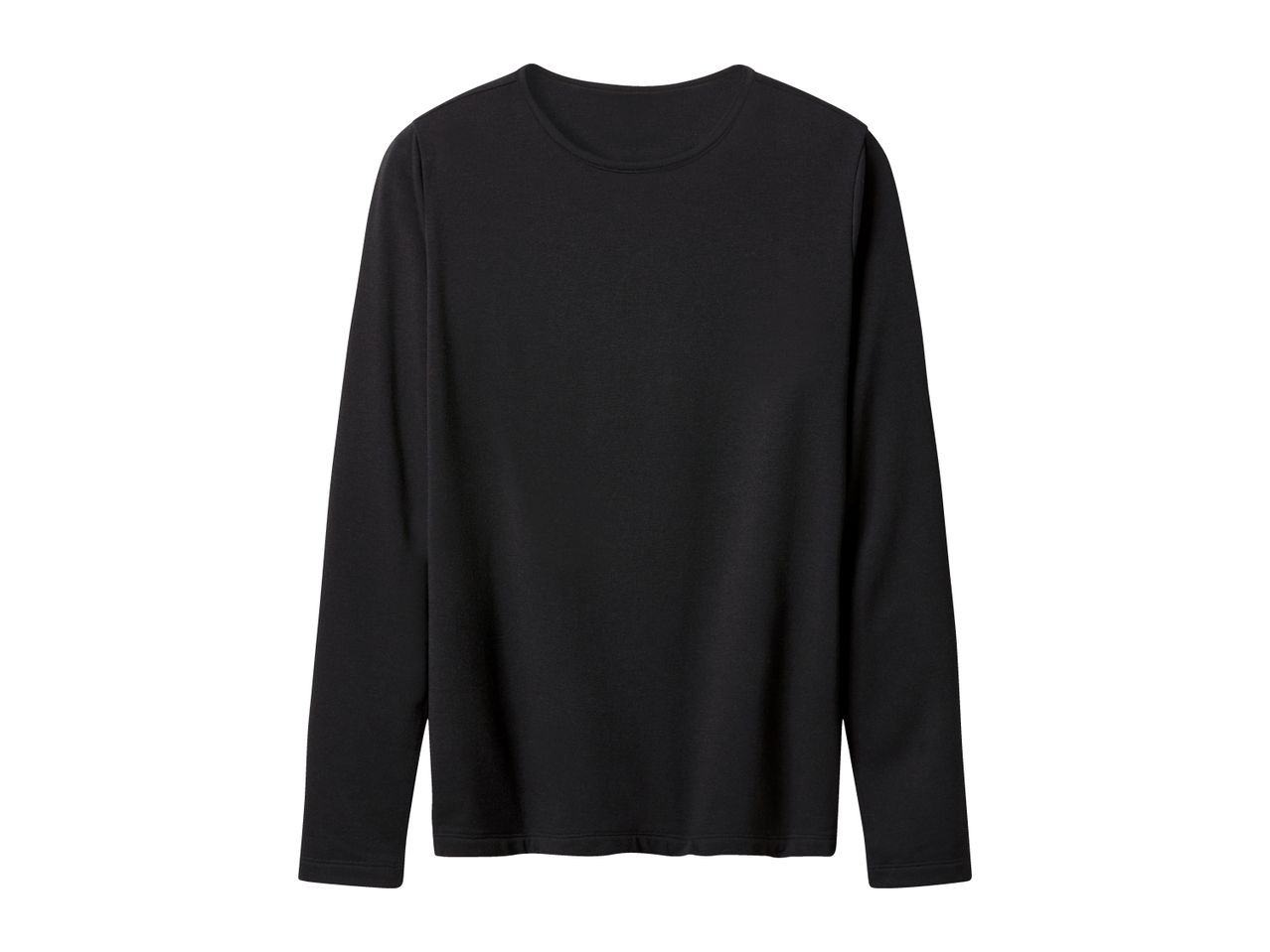 Black long-sleeved t-shirt on a white background