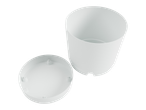 White pot and lid: minimalist design.