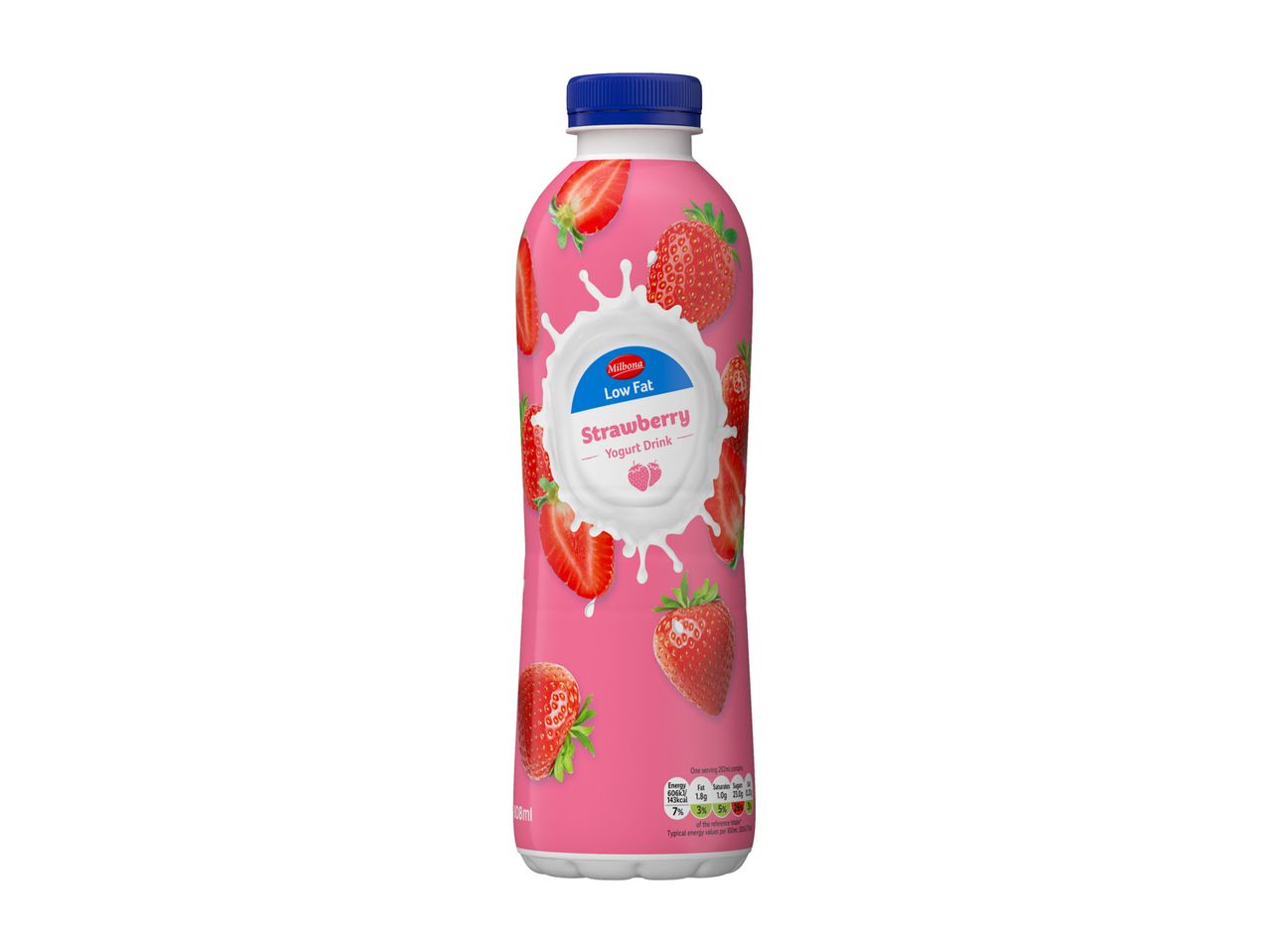 Milbona Low Fat Strawberry Yogurt Drink bottle.