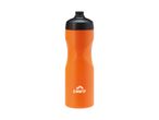 Orange sports water bottle with a black cap