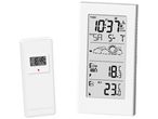 Station météo sans fil avec écran LCD et capteur de température extérieur.