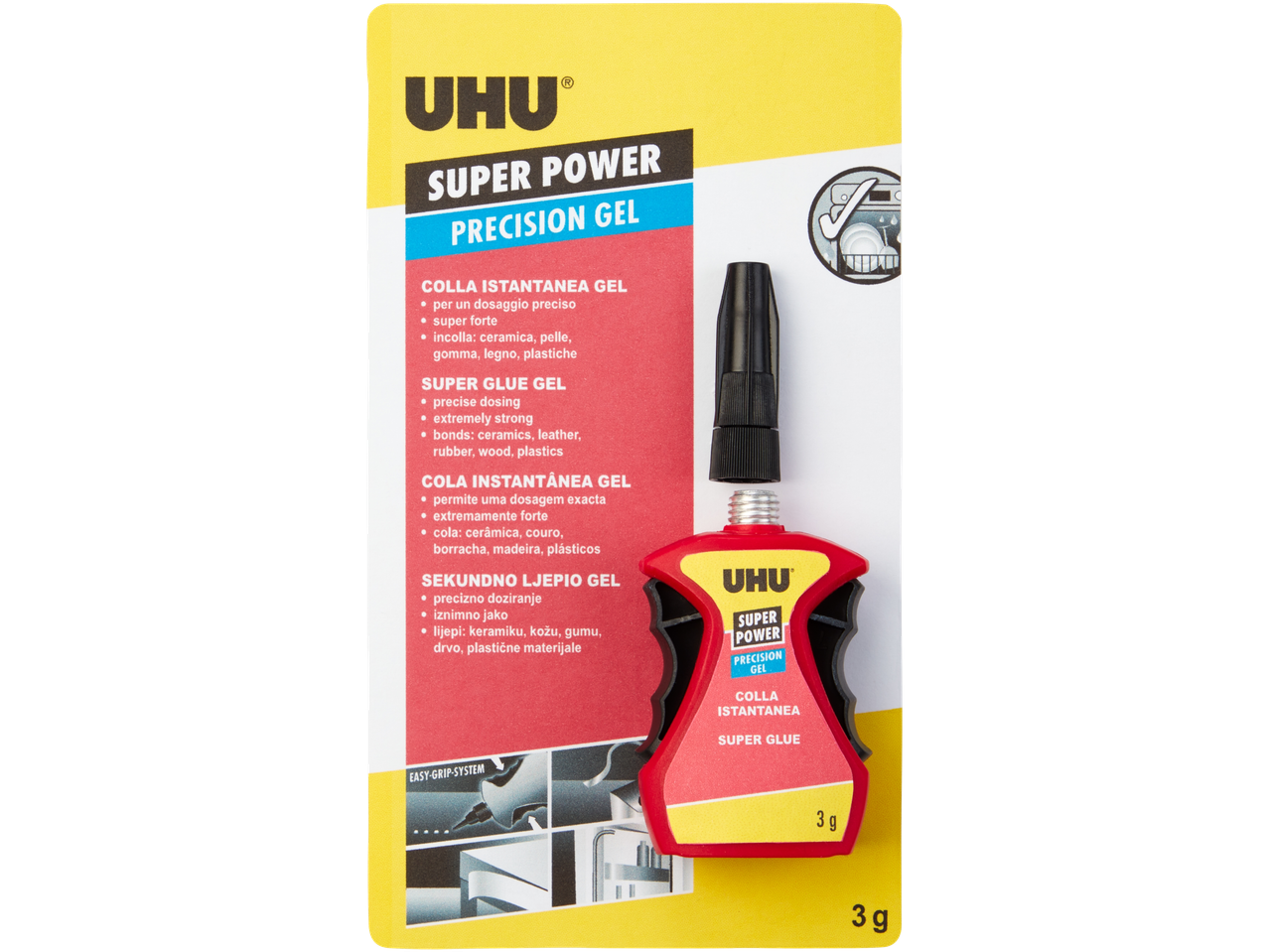 UHU Super Power Precision Gel, instant glue for precise dosing.