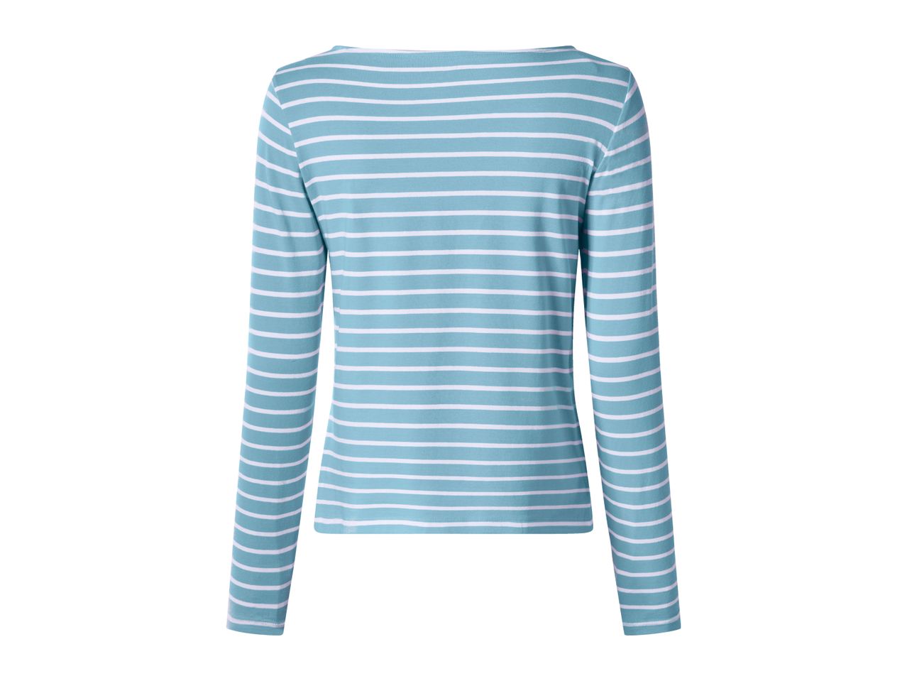 Women's long-sleeved striped top in light blue and white