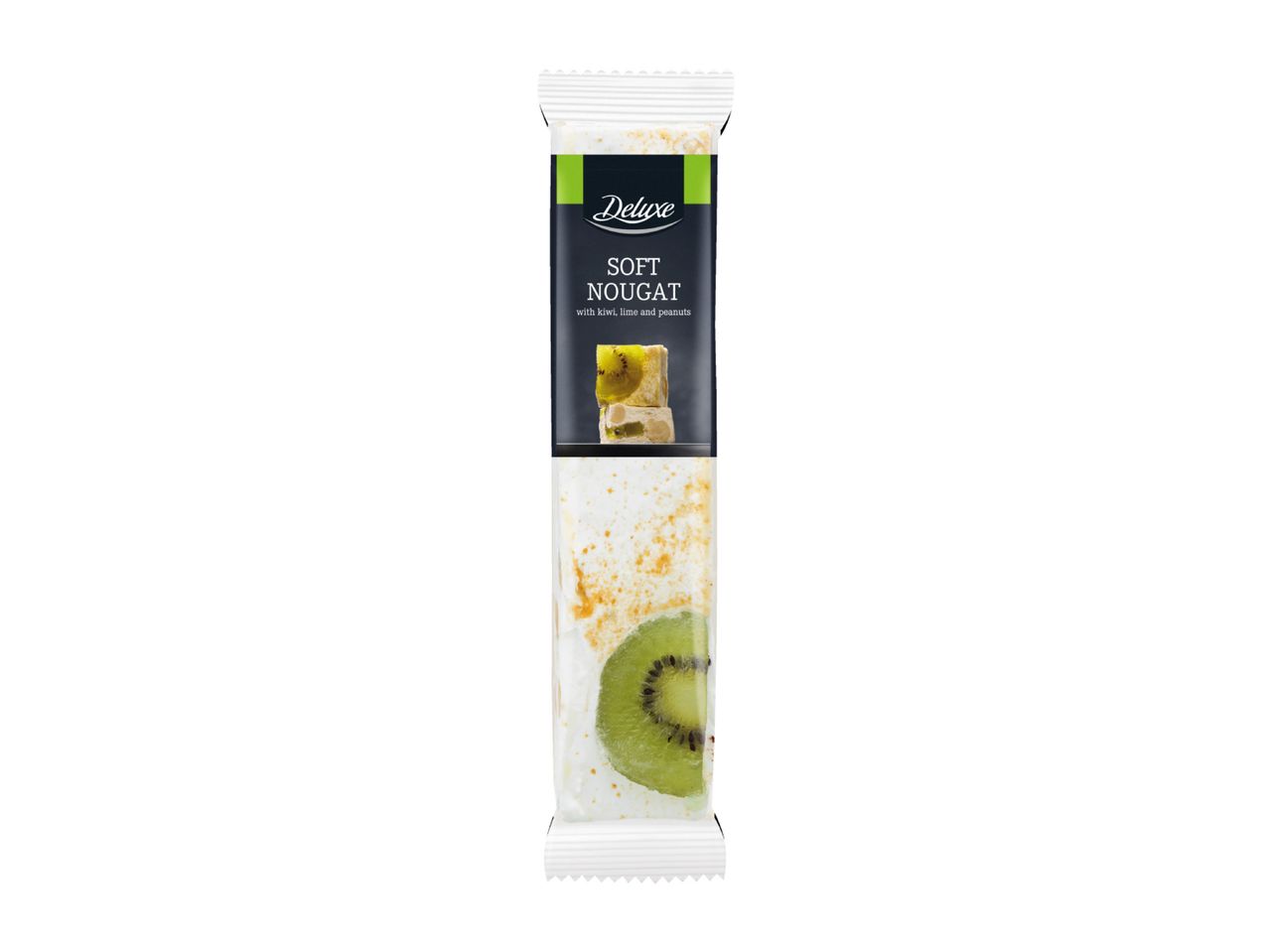 Soft nougat bar with kiwi, lime and peanuts