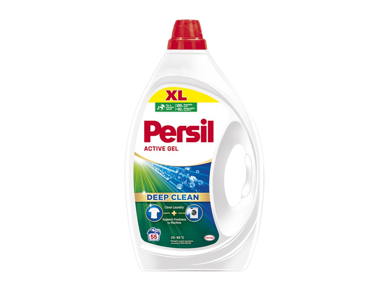 Detergent lichid concentrat pentru rufe, cu acțiune de curățare în profunzime și prospețime igienică.