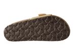Bottom view of a brown sandal with a textured sole
