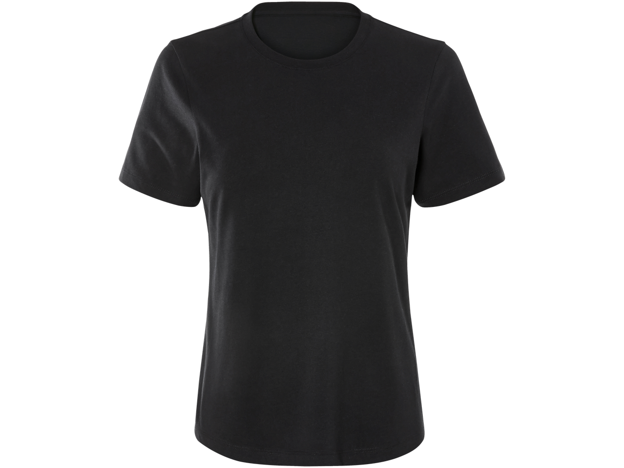 En enkel svart t-shirt med korta ärmar.