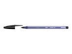 A BIC Cristal Soft ballpoint pen with its cap removed.