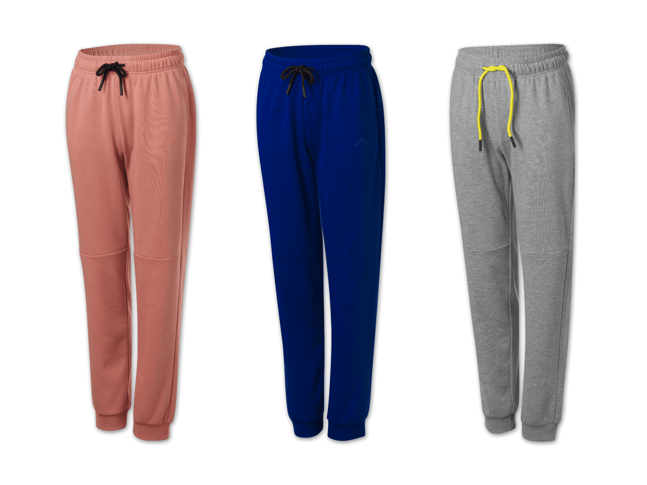 Drei Jogginghosen in Rosa, Blau und Grau mit Kordelzug