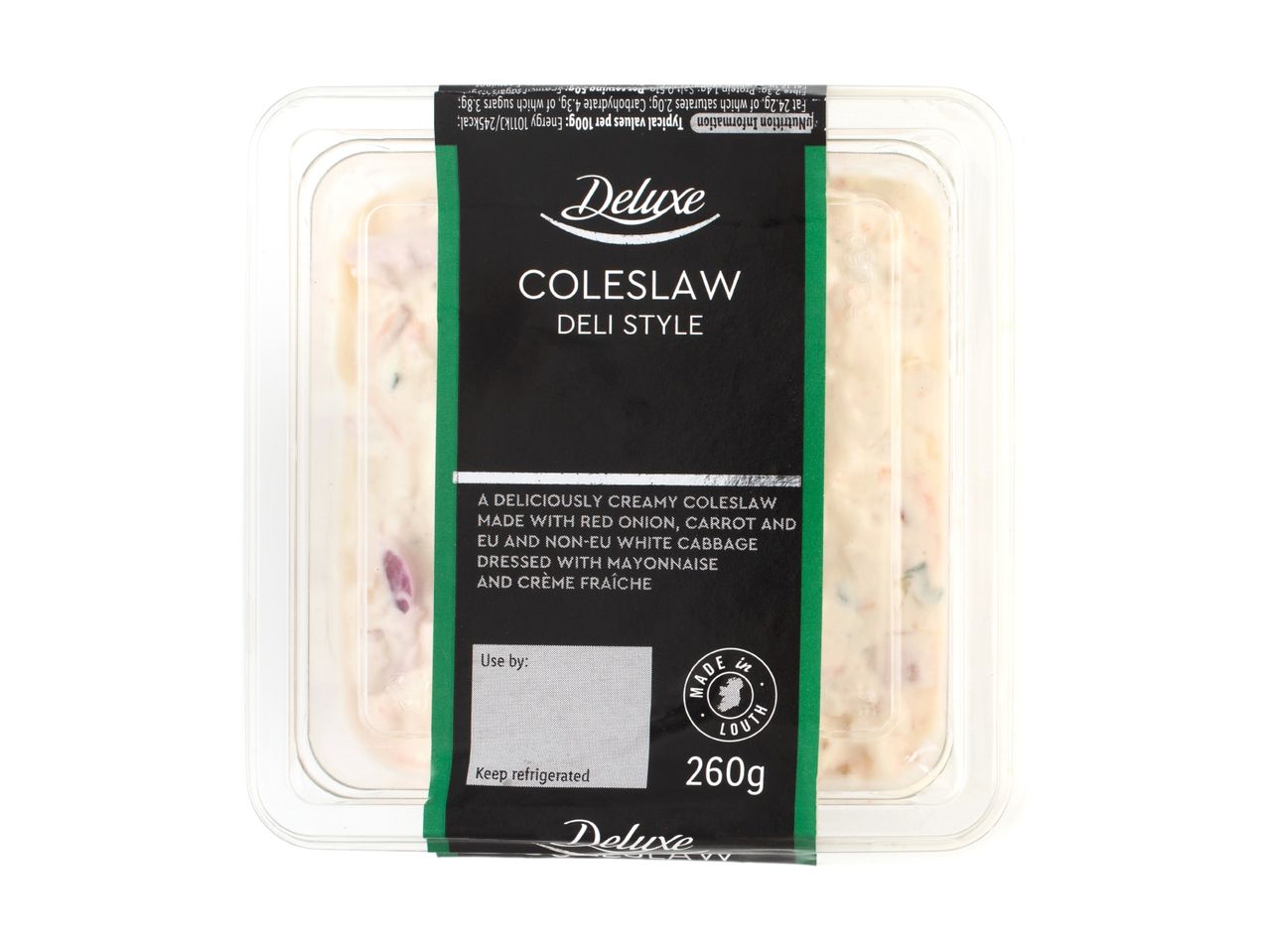 Delacre Coleslaw in a plastic container.