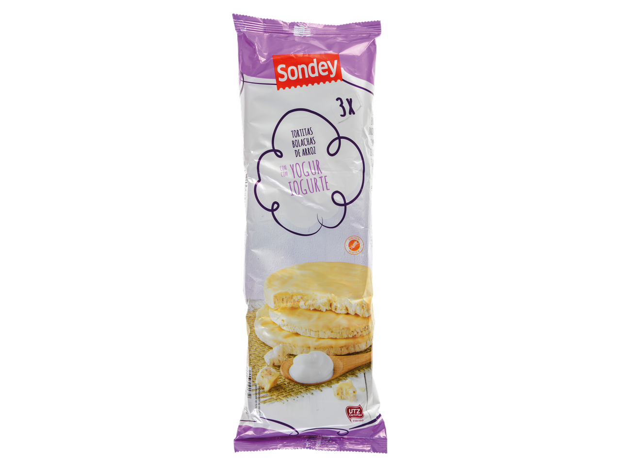 Bolachas de arroz com iogurte Sondey.