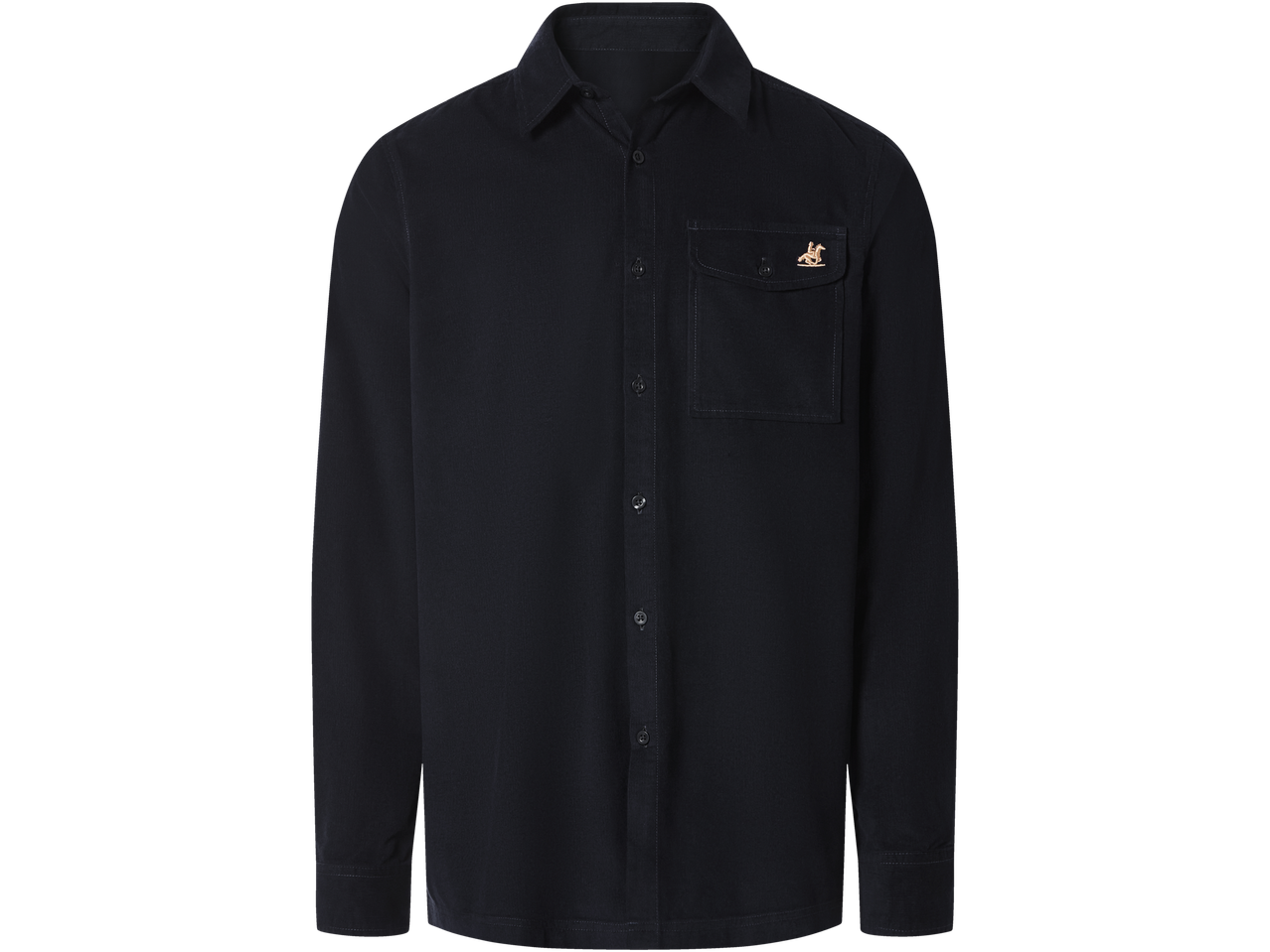 Esmara vīriešu tumši zils korduroja krekls ar emblēmu uz kabatas.