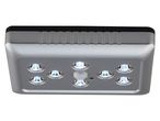 Luce LED rettangolare grigia con sensore di movimento e otto lampadine.