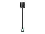 Black and green garden shovel with a D-handle