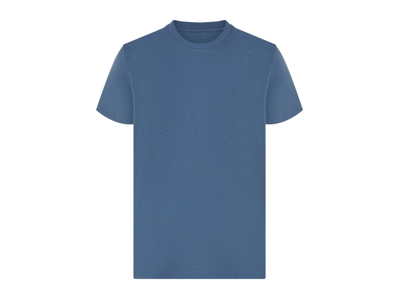 A plain blue t-shirt on a white background.