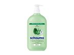 Zelena steklenička šampona Schauma 7 Herbs Freshness s črpalko.