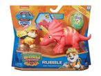 Paw Patrol Rubble Dino Rescue playset with Rubble figure and Triceratops dinosaur.