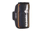 Black and orange sports armband with a clear phone window
