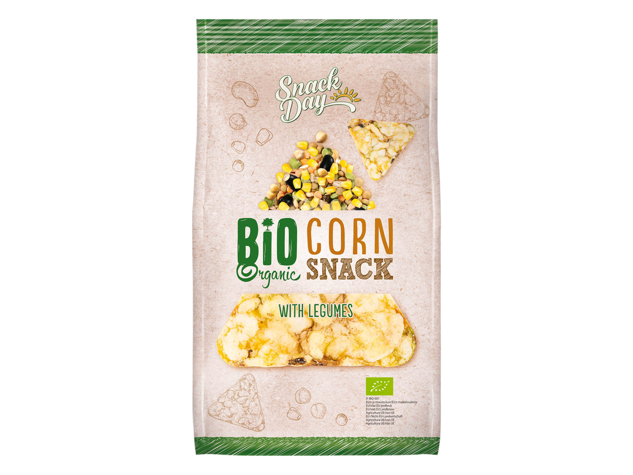 Snack salati Bio a base di mais e legumi
