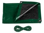 Telo di copertura verde con occhielli e corda abbinata
