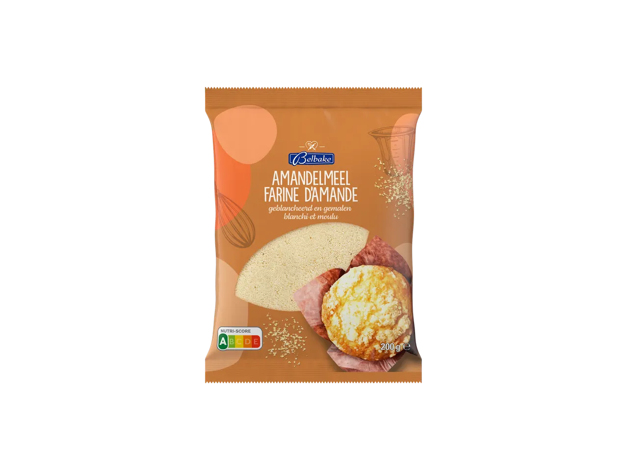 Belbake amandelmeel en muffins.