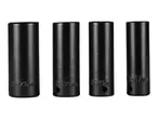 Four black impact sockets, 23mm, 21mm, 19mm, and 17mm, standing upright.