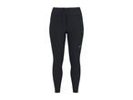 Dark blue women's sports leggings with a side pocket and drawstring waist.