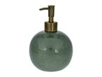 Green speckled soap dispenser with a bronze pump