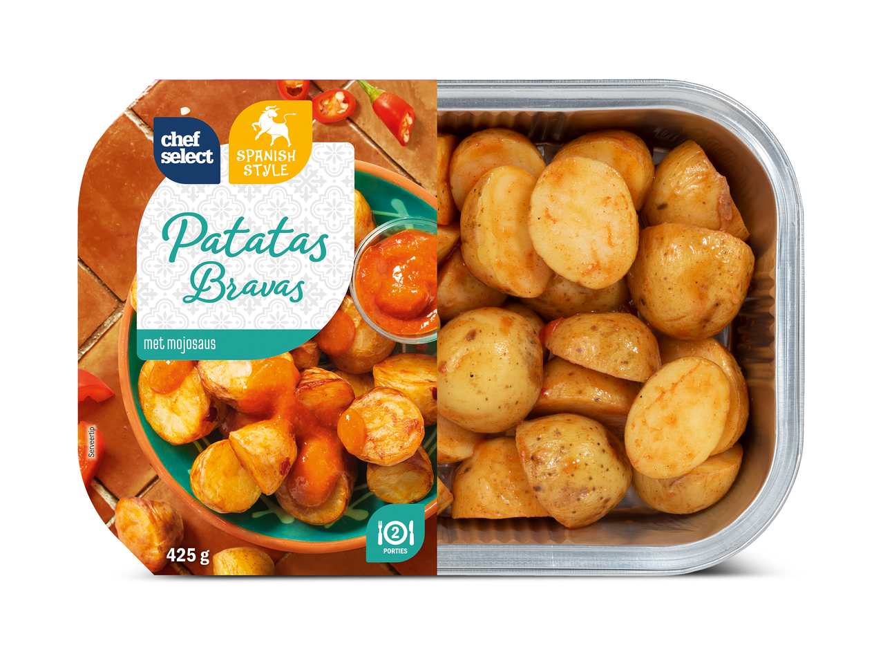 Patatas Bravas met mojo saus, 425g, 2 porties, Spaanse stijl