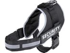 Zoofari Security dog harness in black with reflective strips.