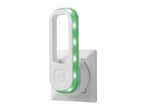White plug-in LED night light with a glowing green border