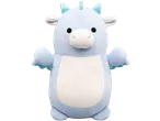 Light blue Squishmallows plush toy with glittery blue horns and wings.