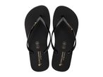 Pair of black flip-flops with gold text and palm tree logo, showing size 37 EUR and 4 UK.