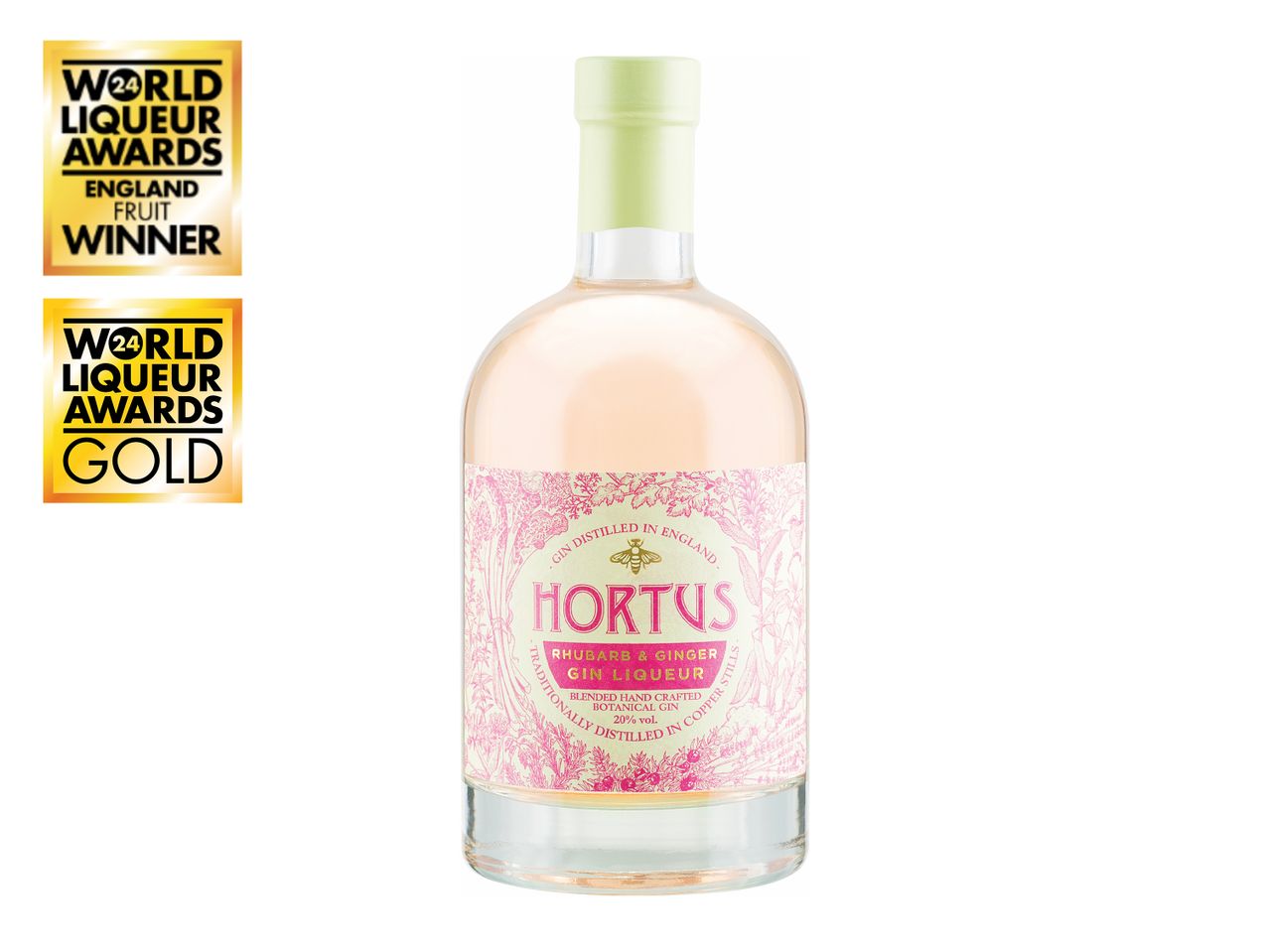 Hortus rhubarb & ginger gin liqueur, World Liqueur Awards winner.