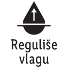 Ikona kapi sa strelicom nagore i tekstom „Reguliše vlagu“.