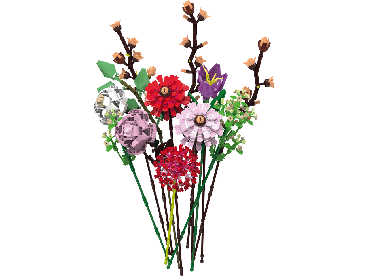 LUPILU® Clippys gėlių puokštė su spalvingomis kaladėlių gėlėmis.